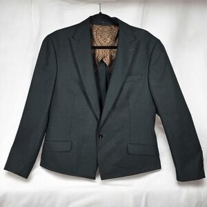 Gento‎ Milano 1986 Mens Houndstooth Blazer Size 44/54 Green Sport Coat HEMMED